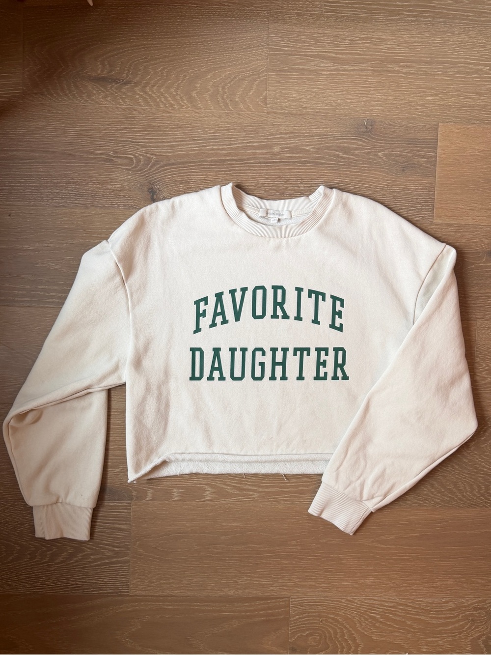 Favorite Daughter Cropped Collegiate Sweatshirt in Gardenia & Emerald
